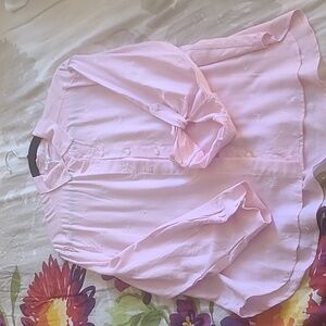 NWT long sleeve or roll-up pink blouse .